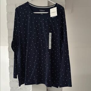 New croft&barrow navy blue with polka dots